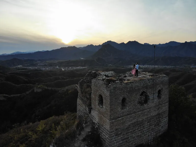 great wall of china gubeikou sunset