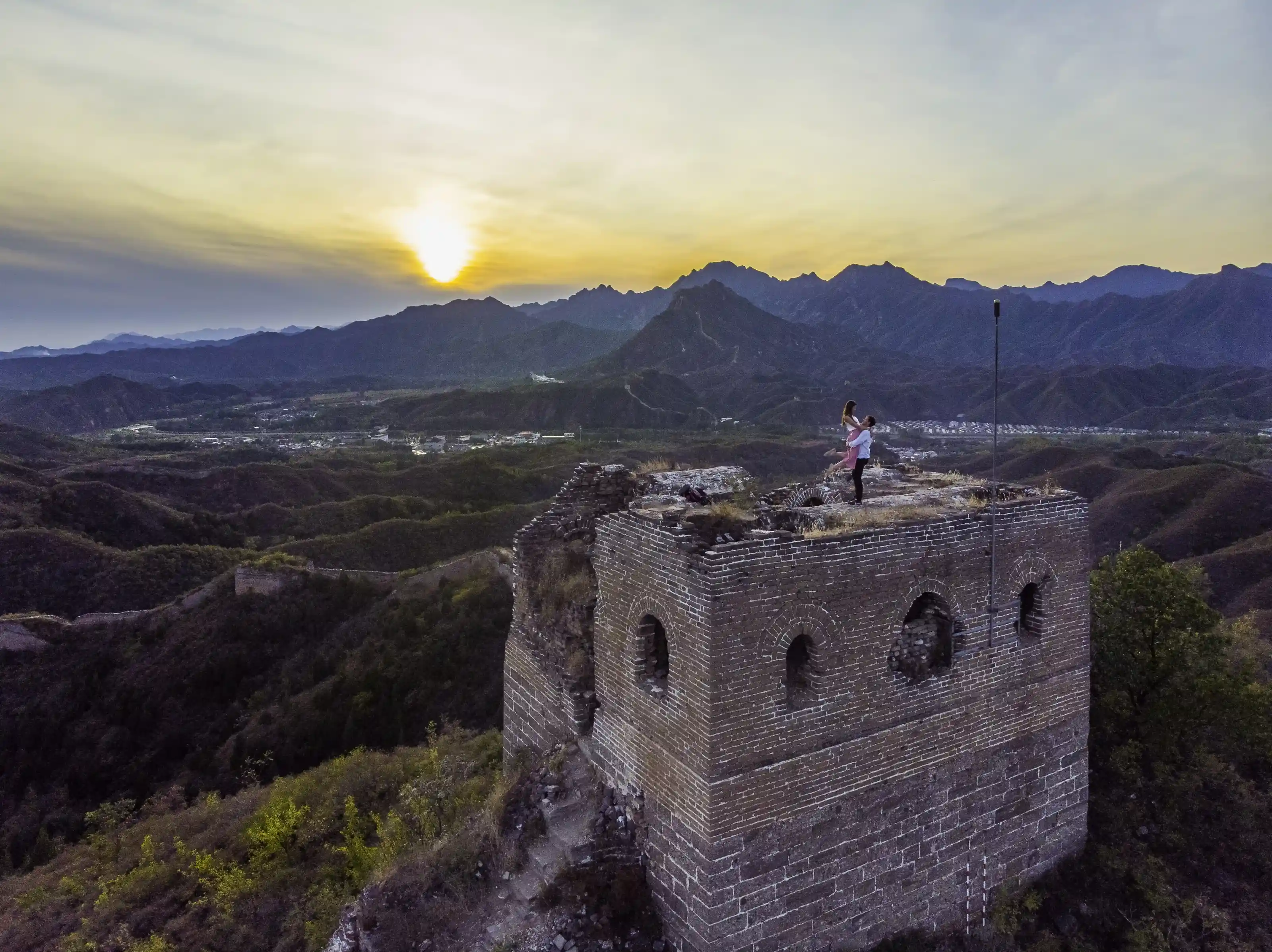 great wall of china sunset